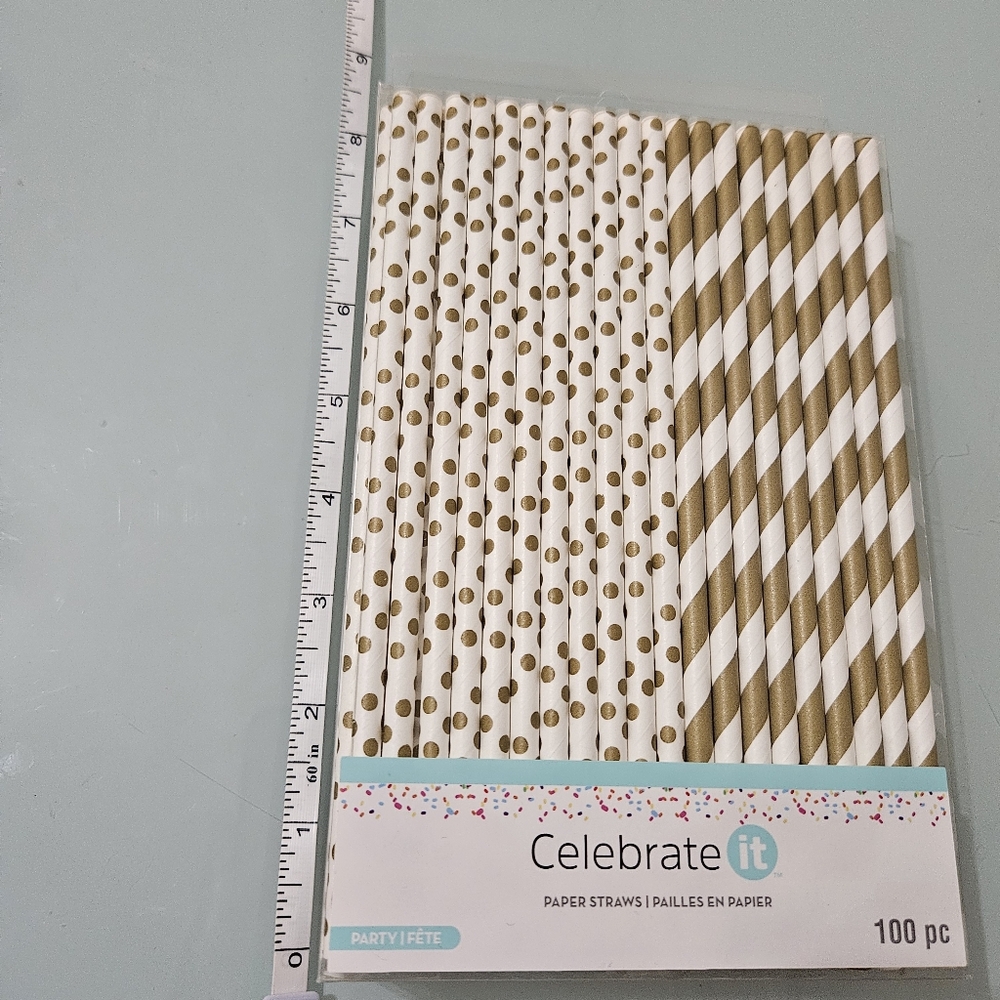 Gold Paper Straws (100 count) - Picture 6 of 6